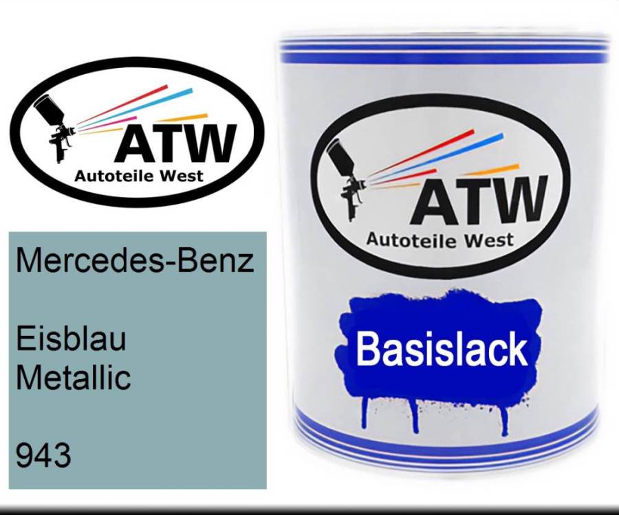 Mercedes-Benz, Eisblau Metallic, 943: 1L Lackdose, von ATW Autoteile West.